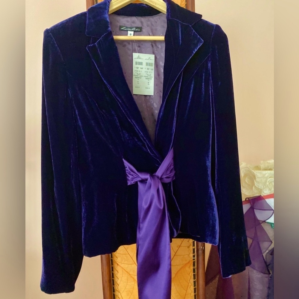 💜 Lillie Rubin Luxe Deep Purple Velvet Lined Event Jacket 8 NWT